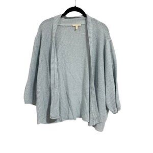 Eileen Fisher Lightweight Blue Linen Silk Blend Shrug Cardigan Size 2X